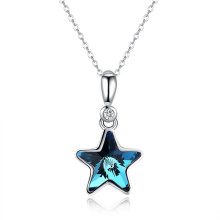 925 Sterling Silver Zircon Star Shaped Crystal Necklace